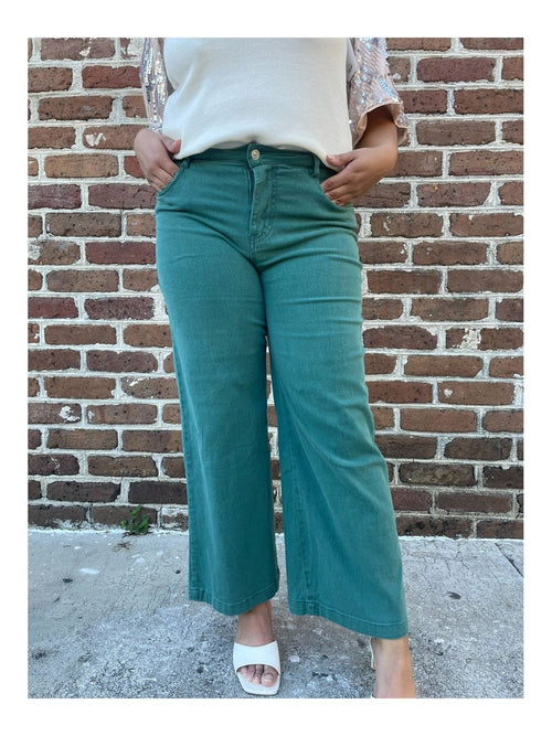 Acid Wash High Waisted Wide Leg Pants