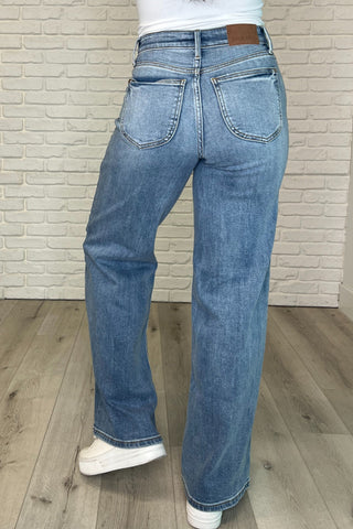 High Rise Vintage Wash Retro Wide Leg