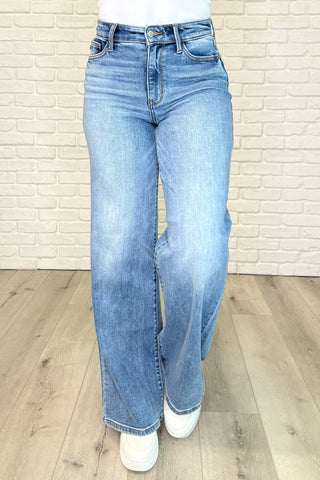 High Rise Vintage Wash Retro Wide Leg