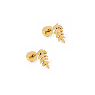 Gold Leaf Flatback Stud Earrings