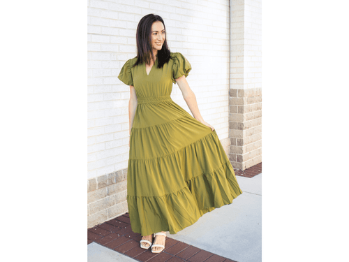 Lime Green Tiered Midi Dress