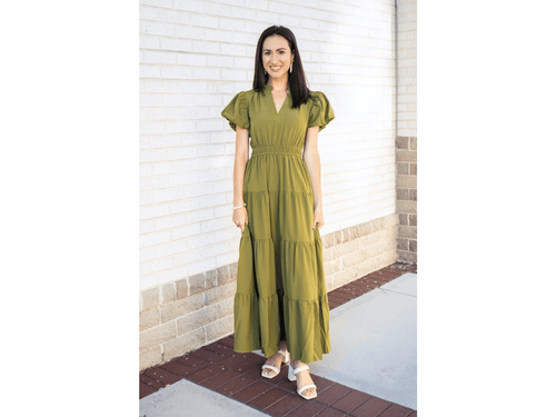 Lime Green Tiered Midi Dress