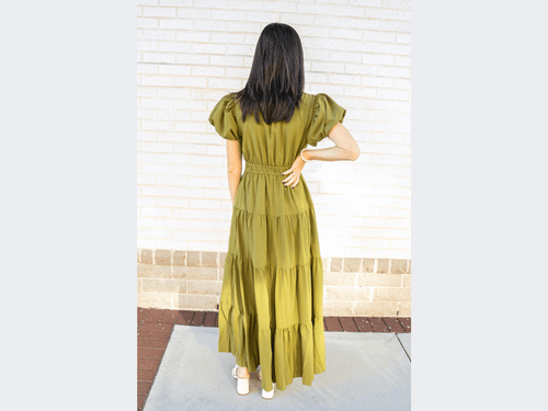 Lime Green Tiered Midi Dress