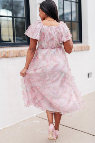 Flutter sleeve Midi Dress