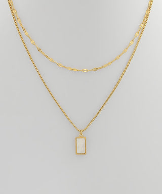 Rectangle Pearl Pendant Necklace