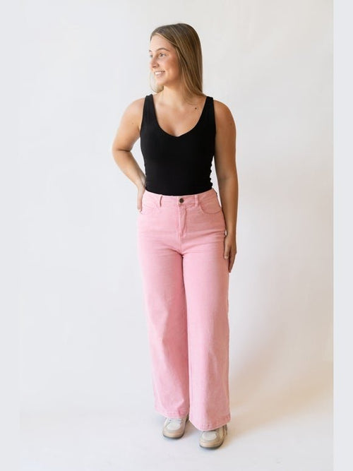 Acid Wash High Waisted Wide Leg Pants