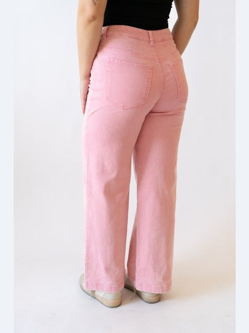Acid Wash High Waisted Wide Leg Pants