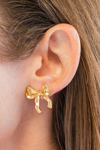 My Sister's Cottage | Waterproof | Hammered Bow Earrings