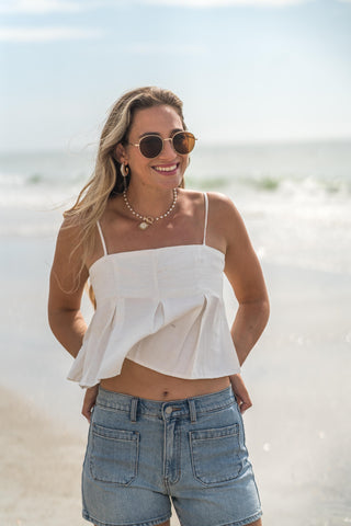 Pleated Thin Strap Top