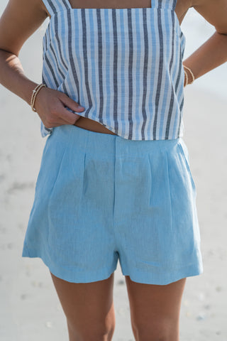 Zipper Linen Shorts