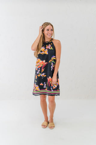 Floral Halter Sleeveless Dress