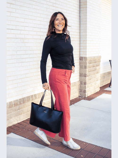 Rust Acid Wash High Waisted Wide Leg Pants