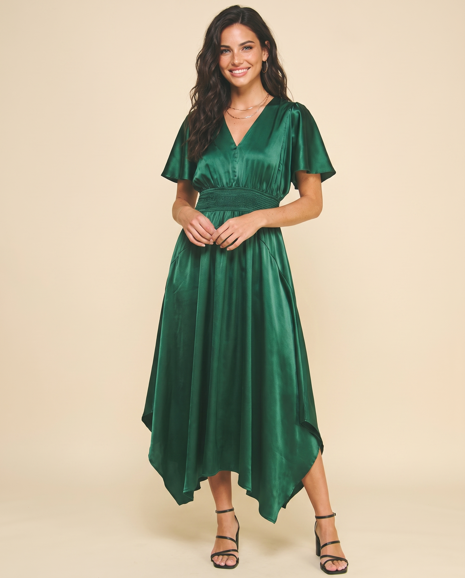 jewel green dress Sage Maxi MILOS24 one draped sleeve.Back zip TFNC Bridesmaids cowl neck Size:SMALL: 6/8