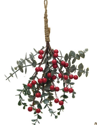 Hanging Evergreen & Berry Bunch-Red Bunch
