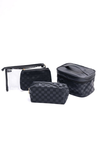 Subtly Checked Cosmetic Bags Set