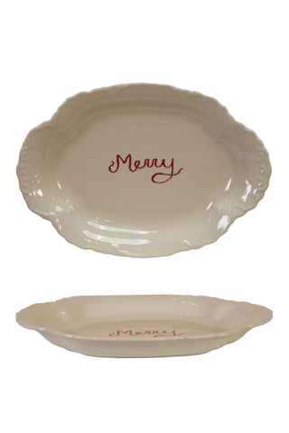 "Merry" Stoneware Scalloped Platter