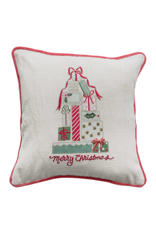 Pillow with Embroidered Gift Design