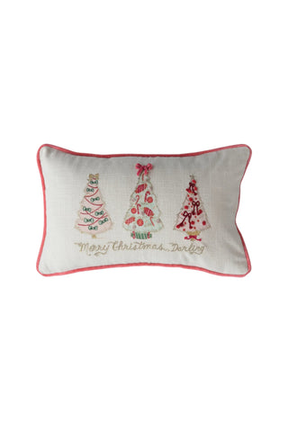 Pillow with Embroidered Tree Design