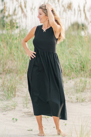 Solid Contrast Maxi Dress