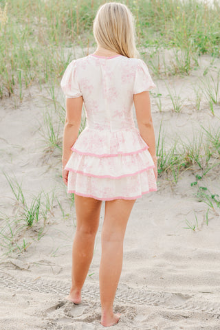 Floral Lace Puff Mini Dress