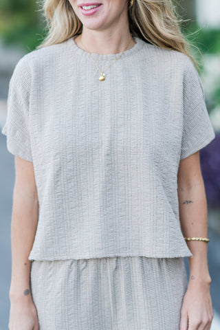 Jacquard Knit Boxy Short Sleeve Top