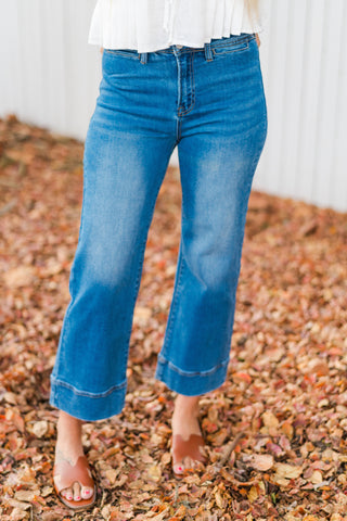 High Rise Wide Hem Jeans