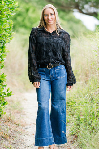 Risen High Rise Crop Wide Pocket Jeans