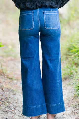 Risen High Rise Crop Wide Pocket Jeans