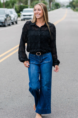 Risen High Rise Crop Wide Pocket Jeans