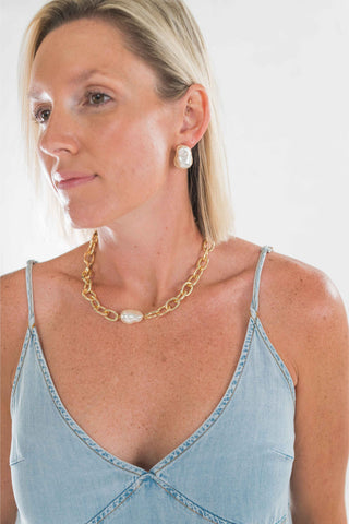 Chunky Chain w/ Pearl Necklace