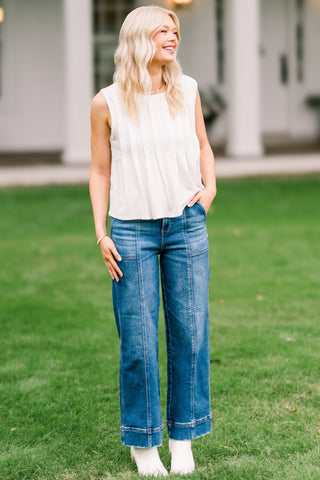 Risen High Rise Front Seam Detailed Jeans