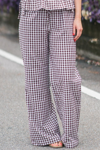 Gingham Wide Leg Pants