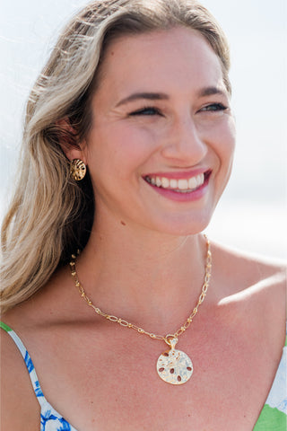 Round Sand Dollar Earrings