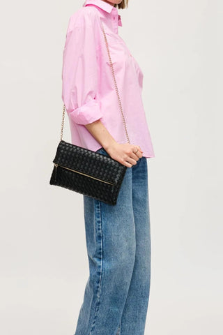 Woven Foldover Clutch