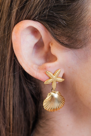 My Sister's Cottage | Waterproof | Starfish & Seashell Dangle Earrings