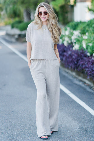 Jacquard Knit Boxy Short Sleeve Top