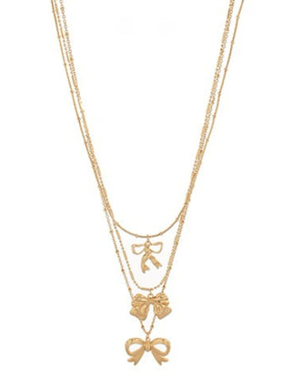 Layered Bow Pendant Necklace