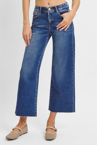 Mid Rise Crop Wide Jeans