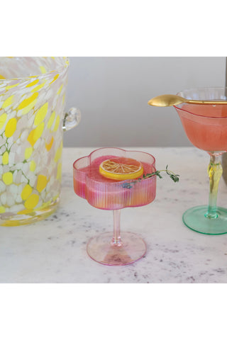 Pleated Flower Stemmed Glass