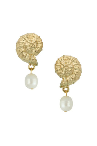 Susan Shaw | 24k Gold | Shell Pearl Earrings