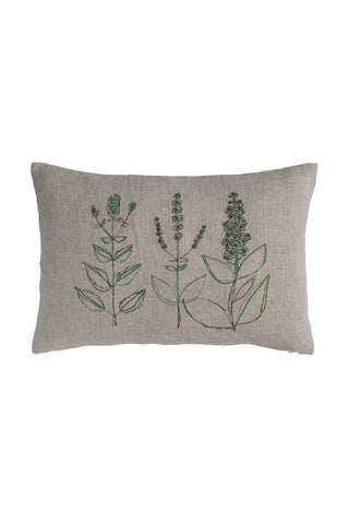 Botanical Embroidered Lumbar Pillow
