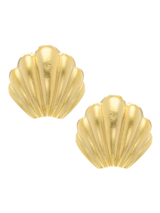 Susan Shaw | 24k Gold | Clam Shell Earrings