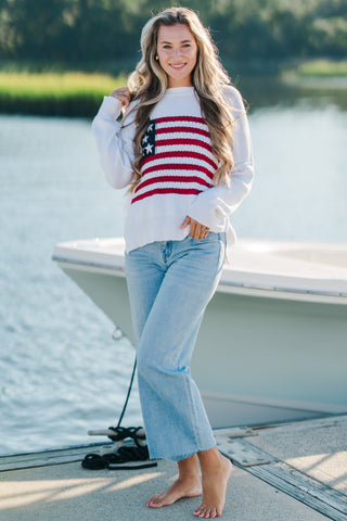 Flag Crochet Knit Sweater