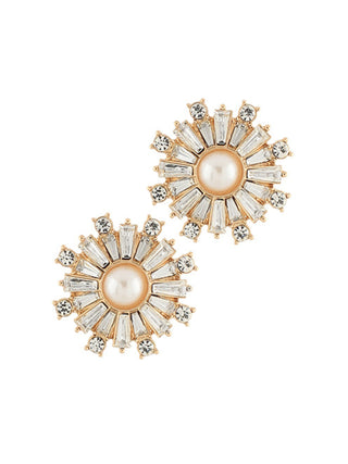 Pearl & Crystal Round Earrings