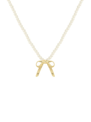 Pearl Beaded Bow Necklace