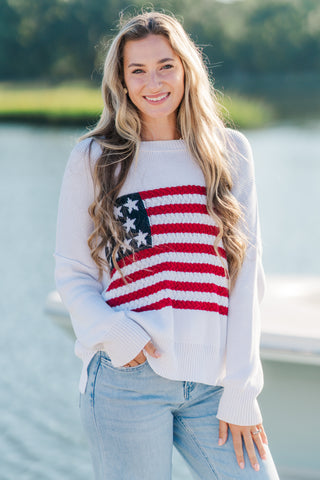 Flag Crochet Knit Sweater