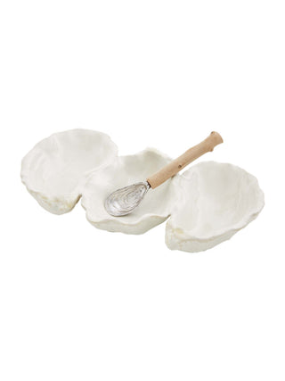Oyster Triple Dip Set w/ Driftwood Spoon