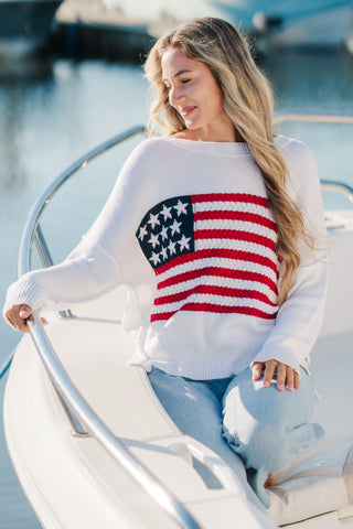 Flag Crochet Knit Sweater