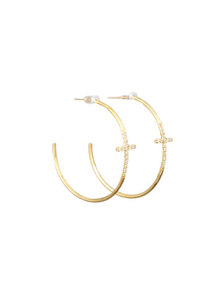 Gold Cross Hoops