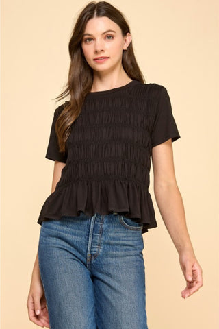 Smocked Short Sleeve Top